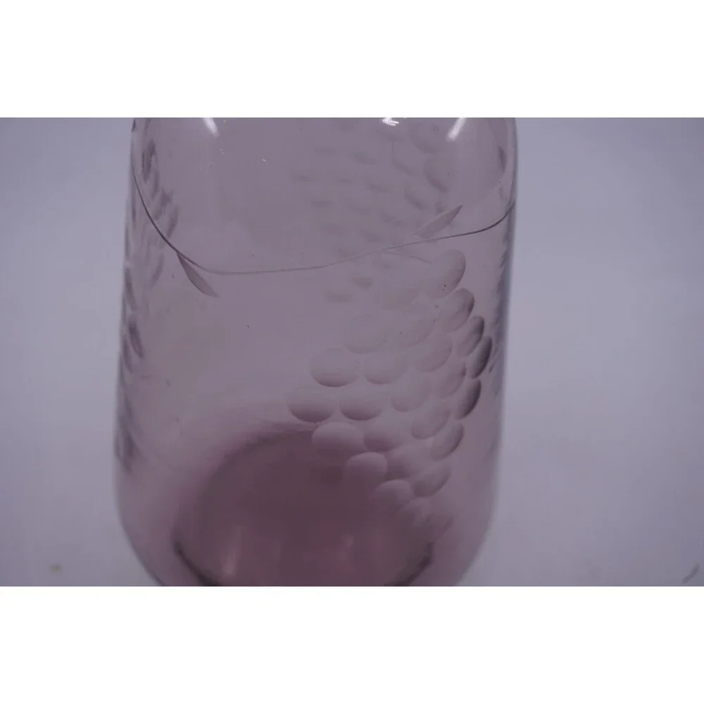 Pink Depression Glass Vase Etched Embossed Glass Grape Design